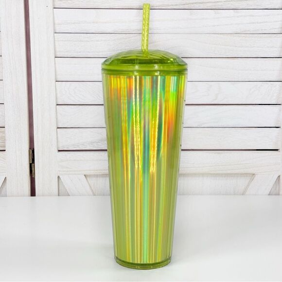 Starbucks Lime Kaleidoscope Iridescent Tumbler Cup With Straw Lid 24oz Venti - Picture 2 of 9